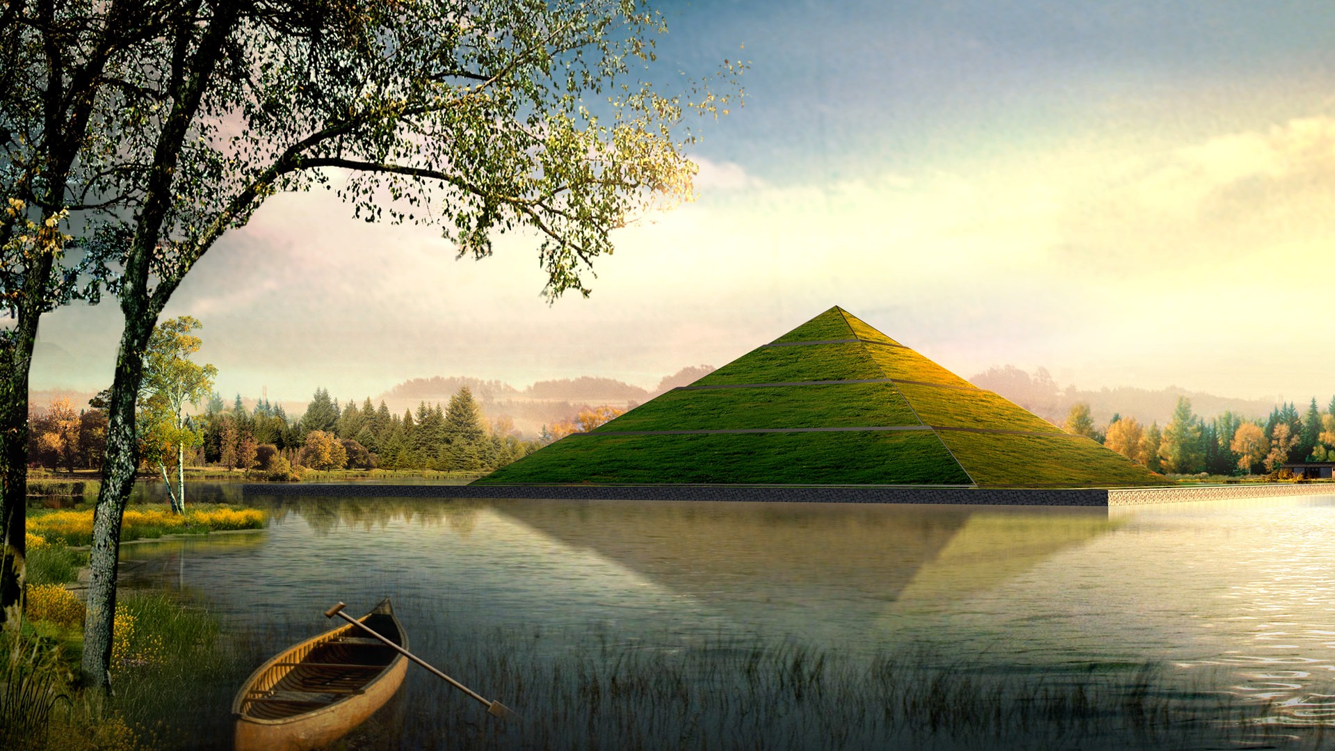 Architecture Effects Of And Garden Hd 628800 Wallpaper - Grass Pyramid - HD Wallpaper 