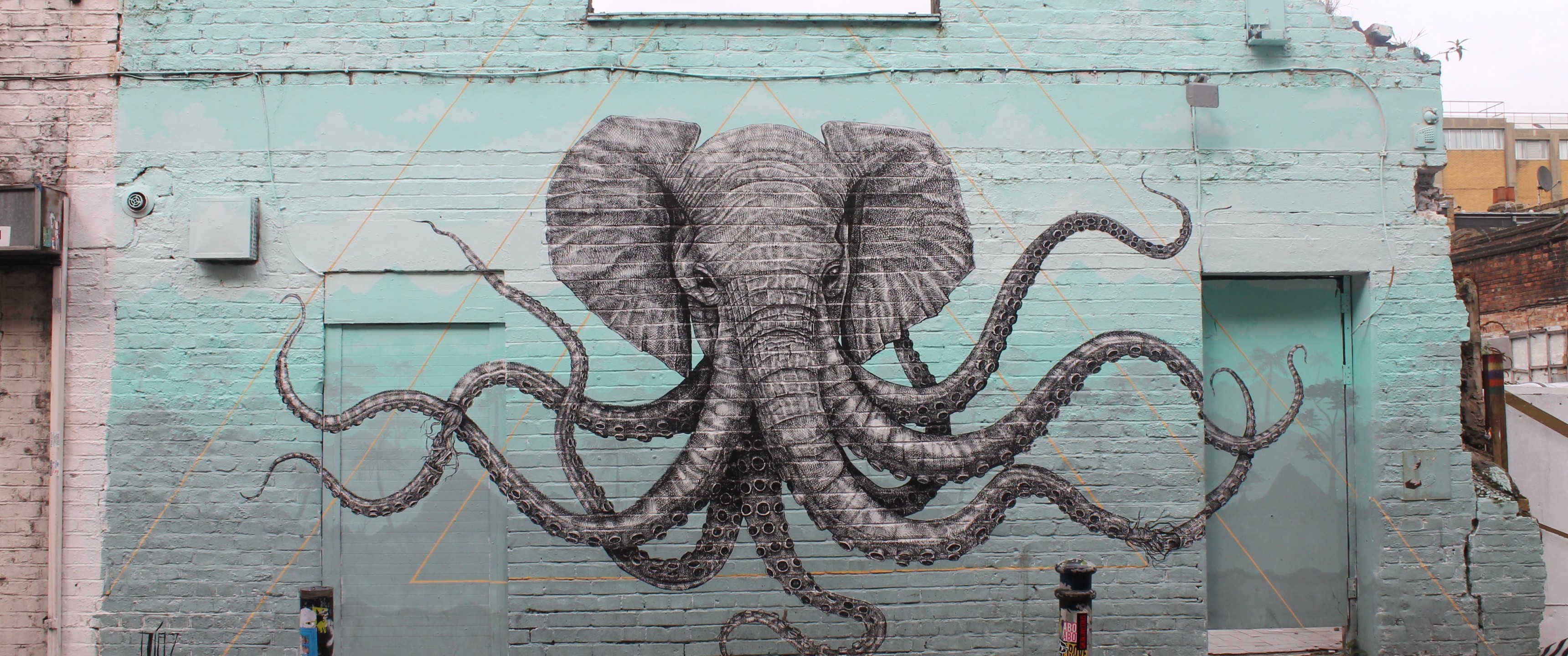 Street Art, Wall, Creature, Elephant, Graffiti, Octopus - Elephant Graffiti - HD Wallpaper 