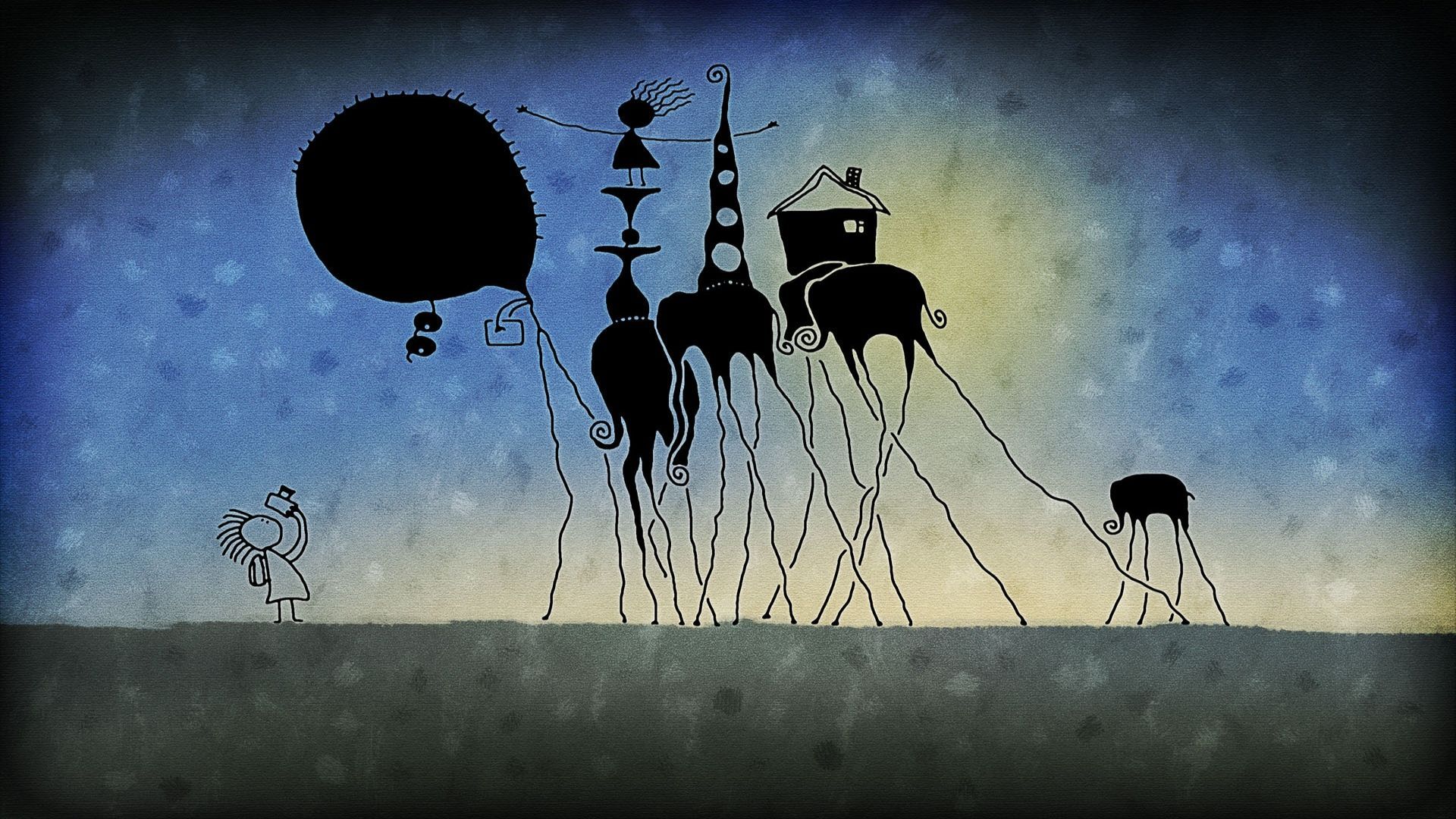 Long Legged Elephants - Dali Background - HD Wallpaper 