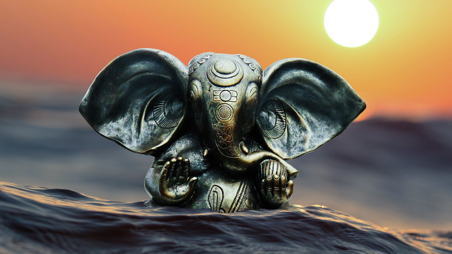 Wallpaper Ganesha, Elephant, Hinduism, Figurine, Water - Ganesha Wallpaper  Hd For Pc - 1920x1080 Wallpaper 