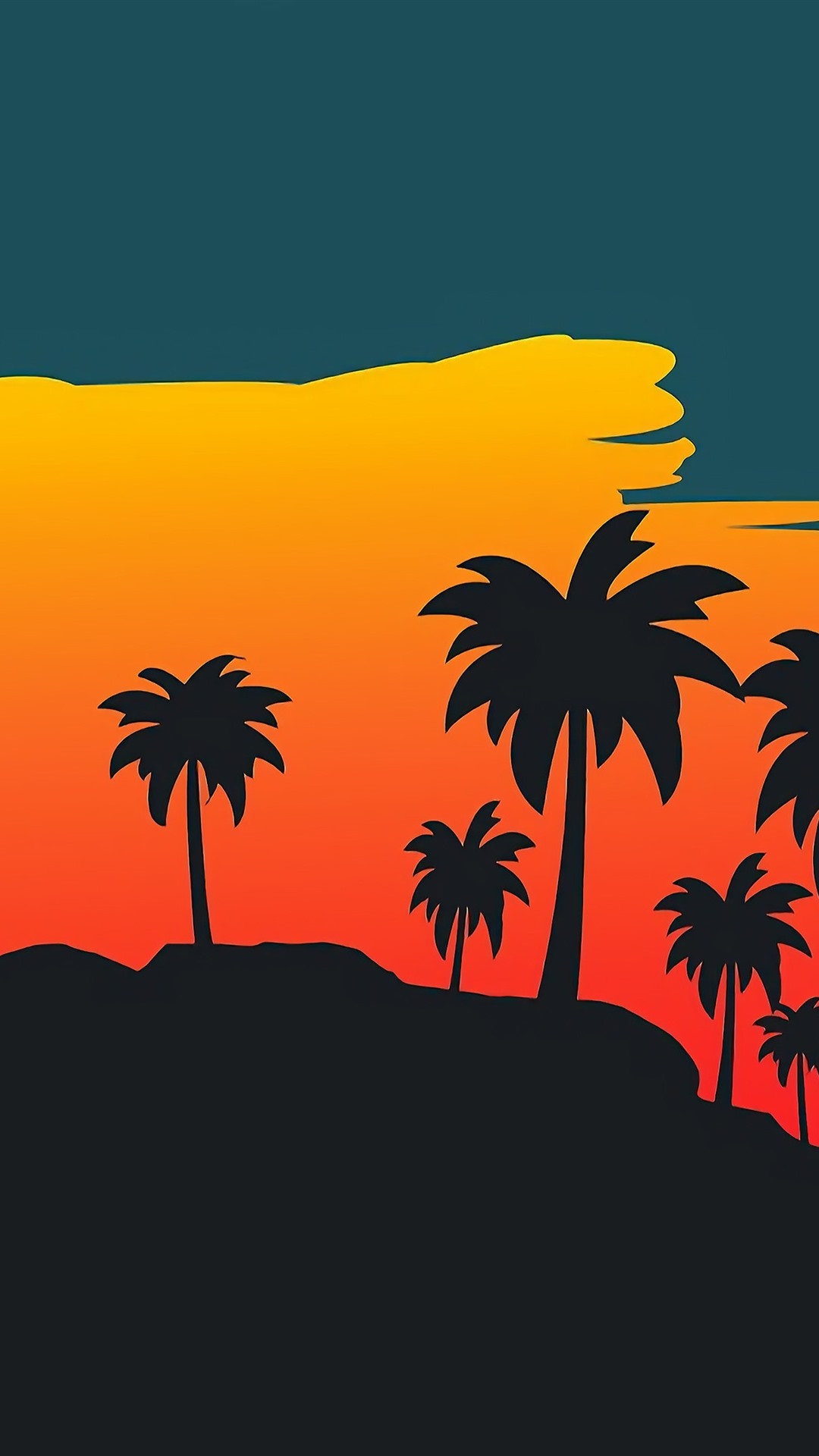 Iphone Wallpaper Palm Trees, Sunset, Vector Picture - Digital Wallpaper Iphone Sunset Palm Tree - HD Wallpaper 