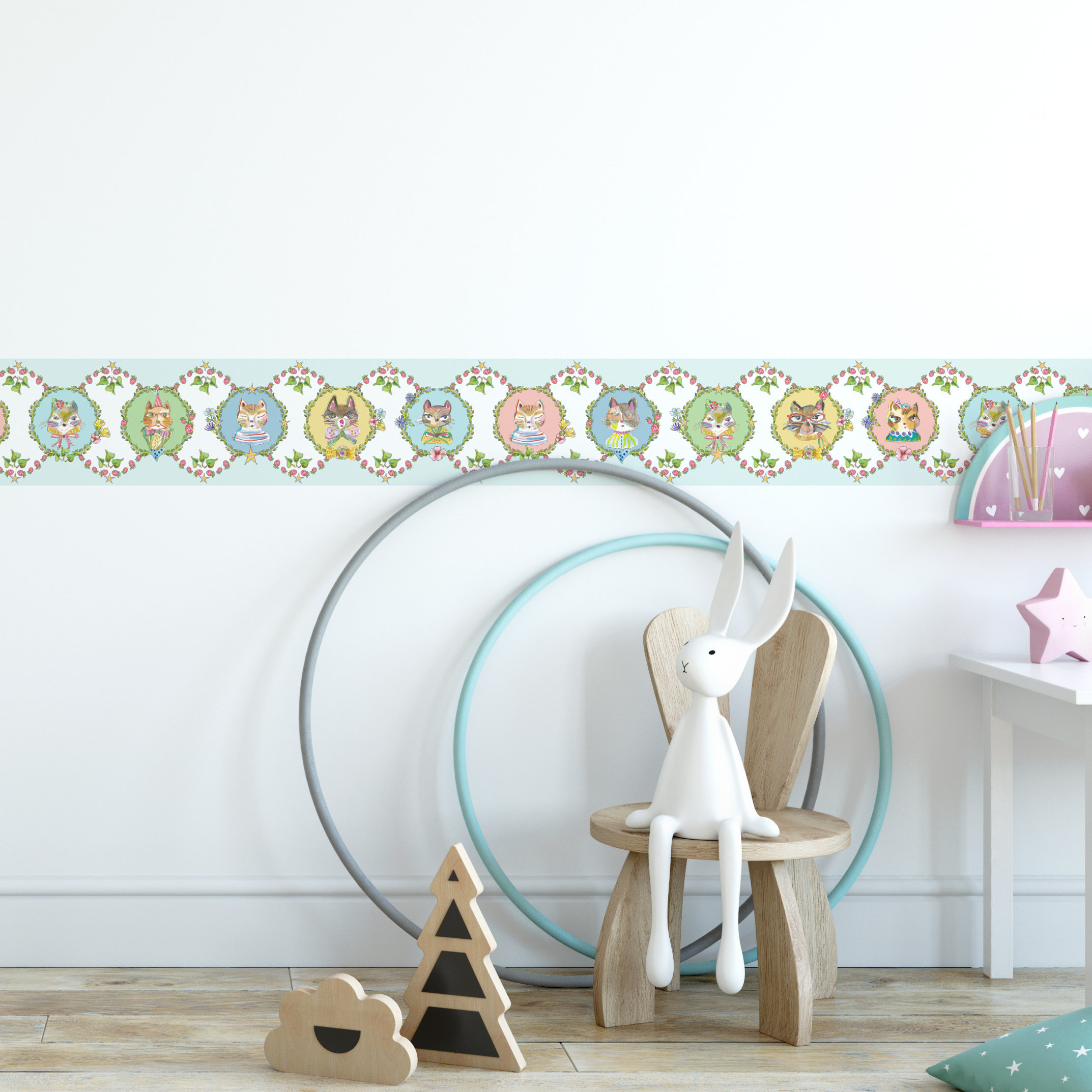 Cat Wallpaper Borders For Bathrooms Vintage Wallpaper - Personalised Princess Monogram - HD Wallpaper 