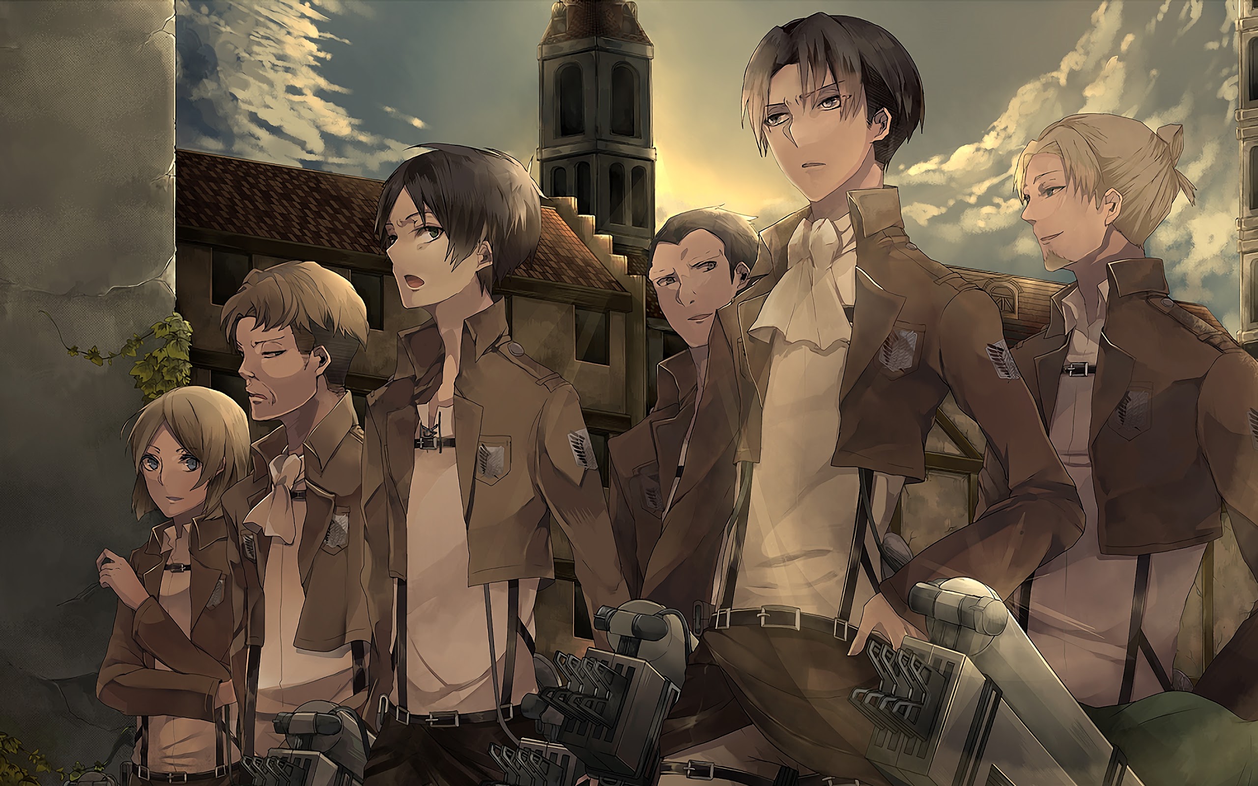 Levi, Eren, Survey Corps, Attack On Titan, 4k, - Eren Levi Petra Auruo Erd Gunther Manga - HD Wallpaper 