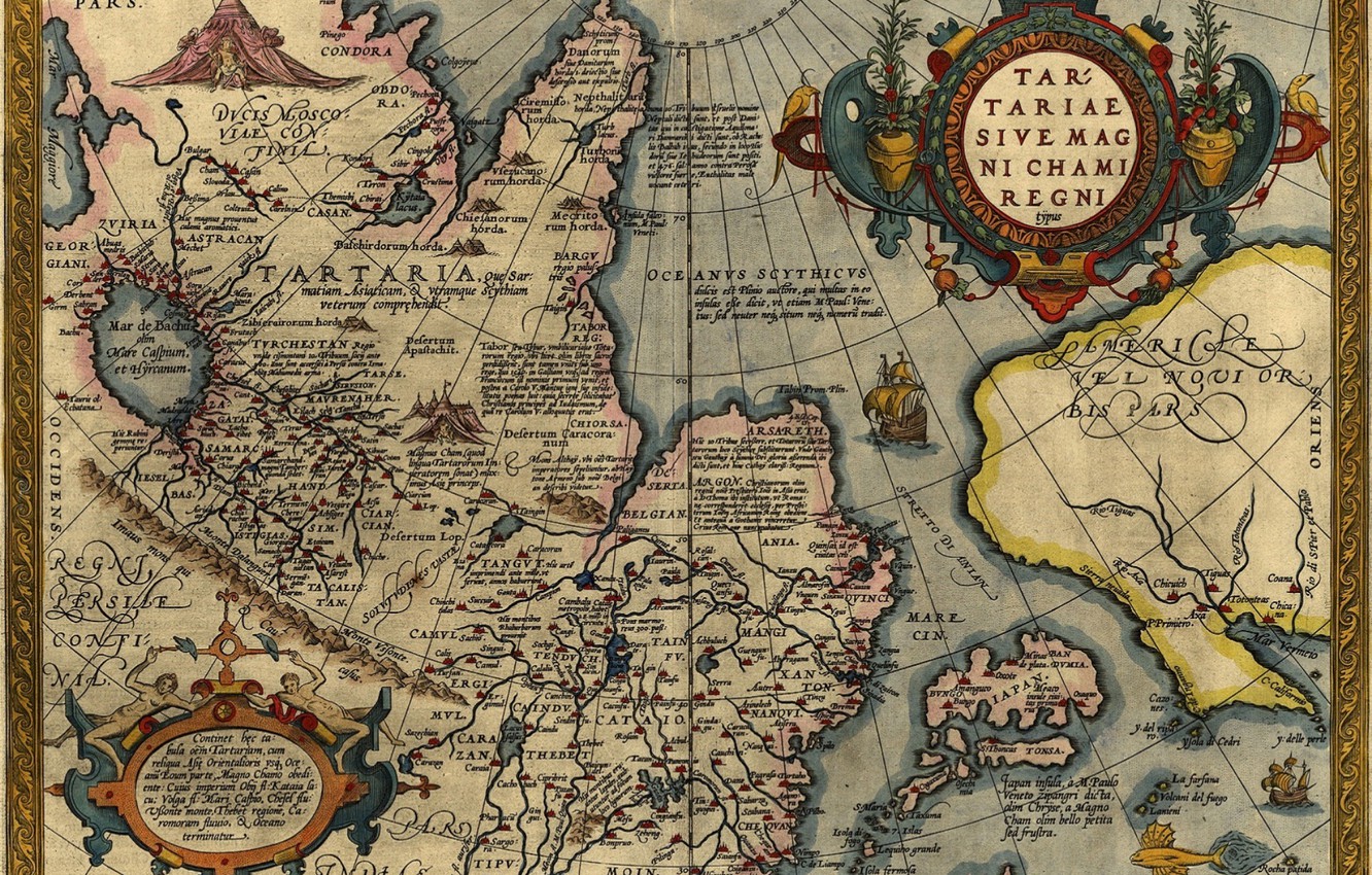 Photo Wallpaper Sea, The Ocean, Asia, Map, America, - Tartaria Harta - HD Wallpaper 
