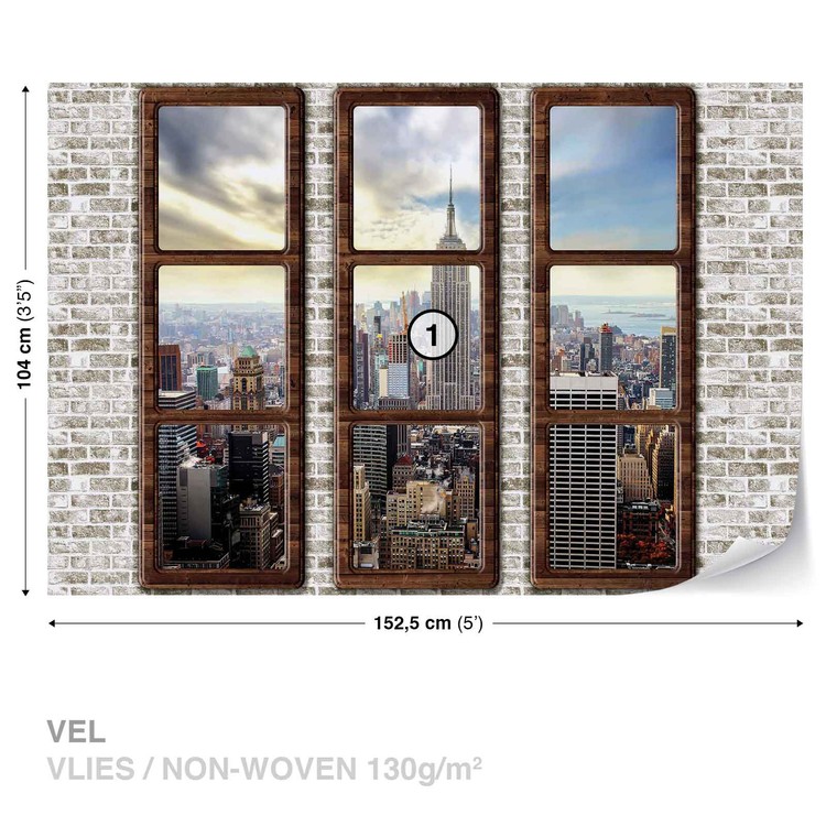 New York City Skyline Window View Wallpaper Mural - Fototapeta 3d Leroy Merlin - HD Wallpaper 