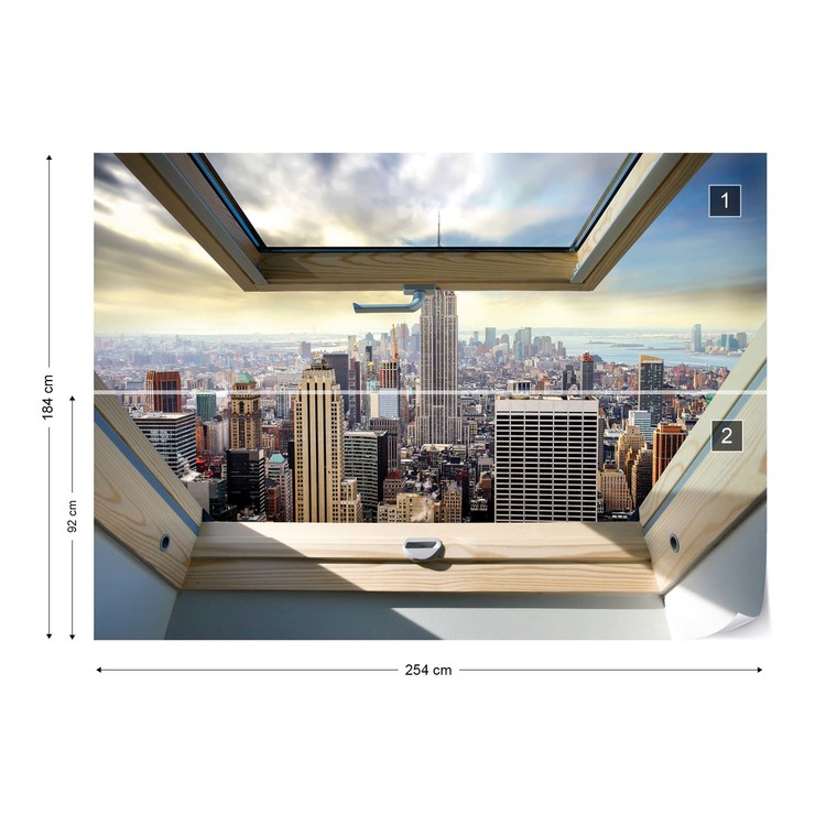 New York City Skyline 3d Skylight Window View Wallpaper - Skylight Window - HD Wallpaper 