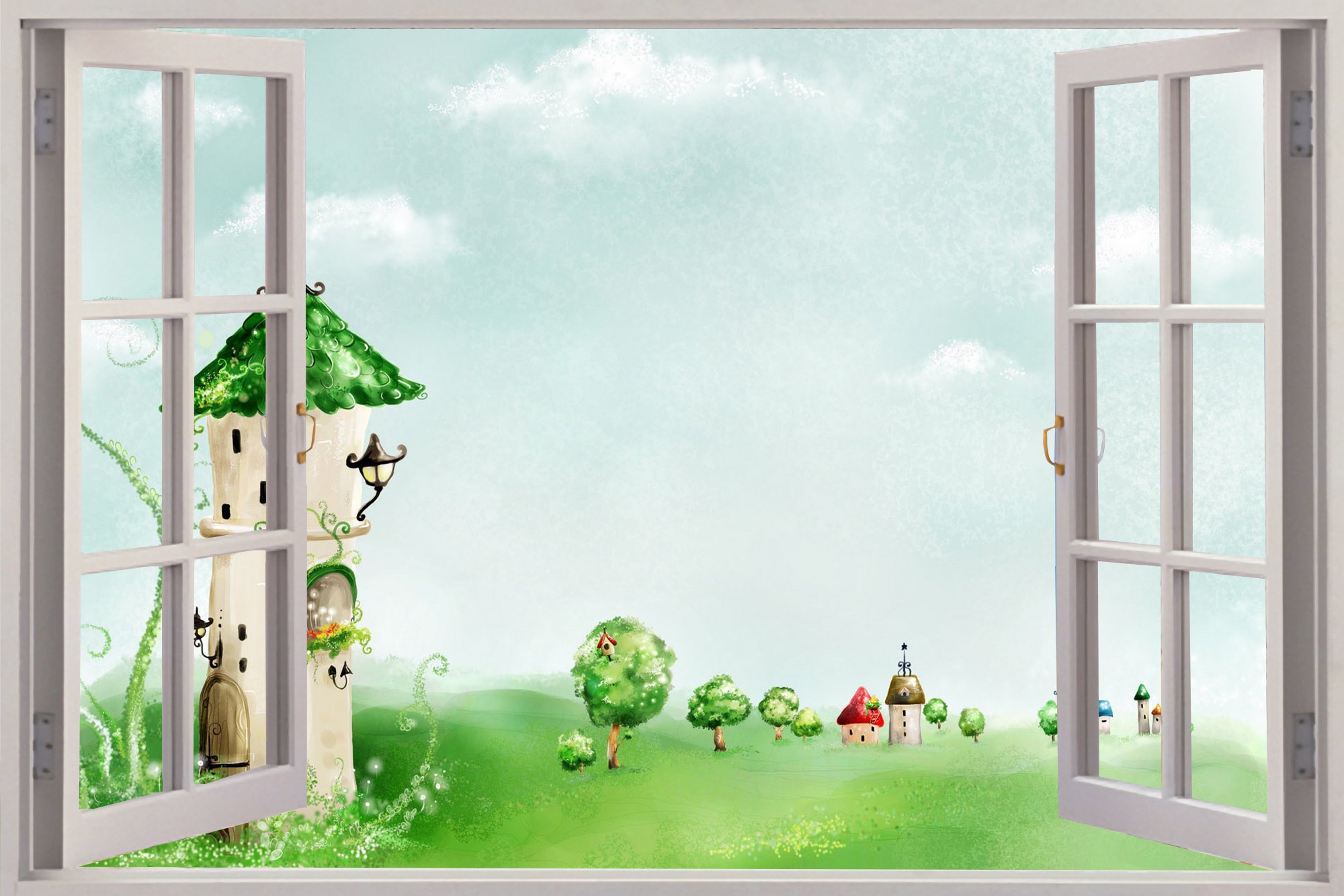 Children Hd Wall Stickers 3d - 童話 城堡 背景 - HD Wallpaper 
