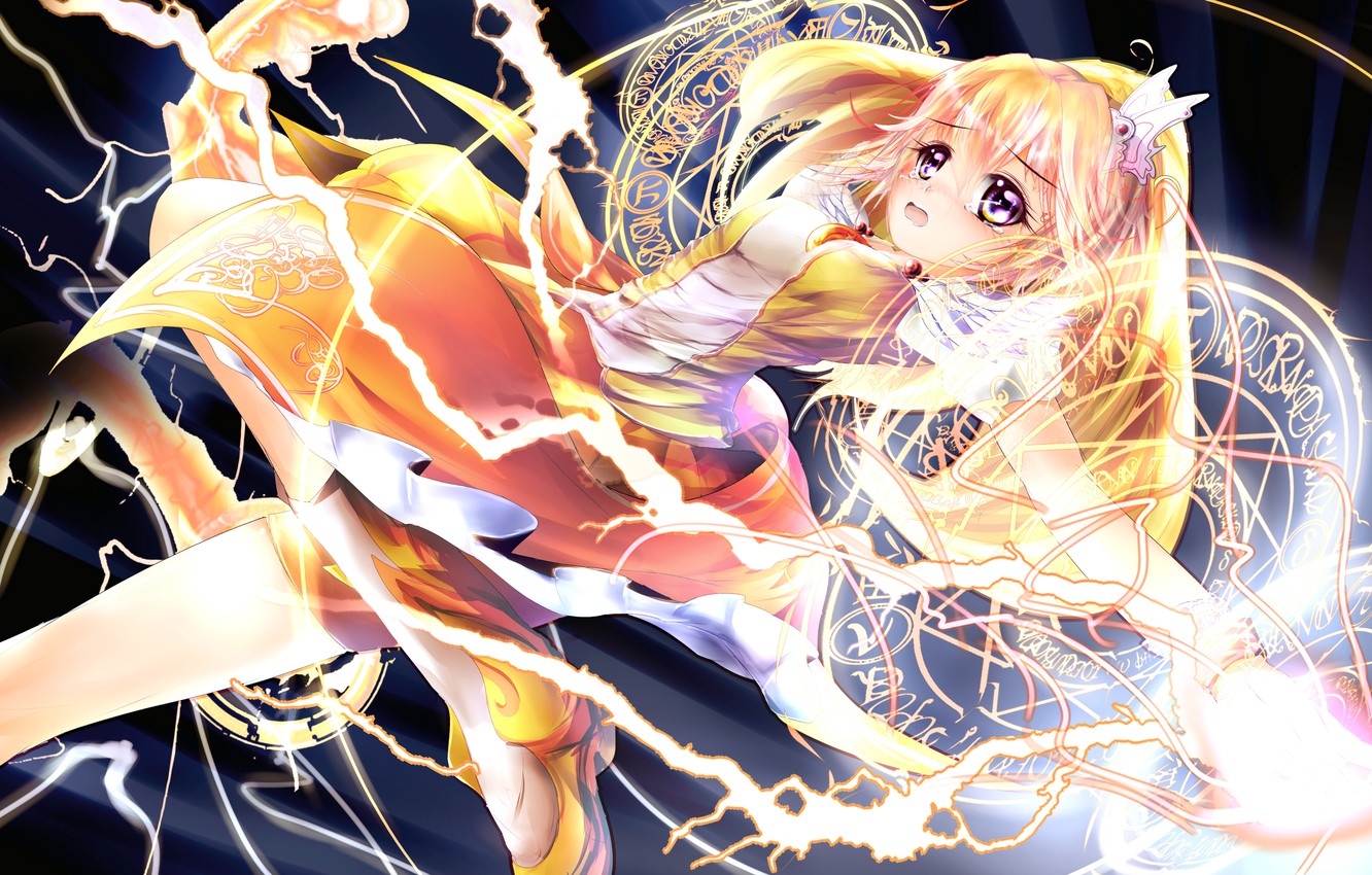 Photo Wallpaper Tears, Blonde, Blow, Cure Peace, Magical - Anime Blonde Haired Girl With Magic - HD Wallpaper 