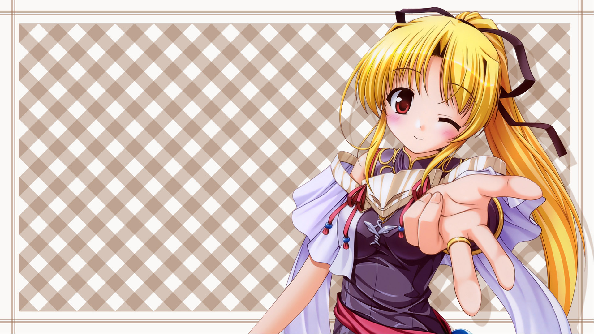 Magical Girl Lyrical Nanoha Wallpaper - Checkered Button - HD Wallpaper 