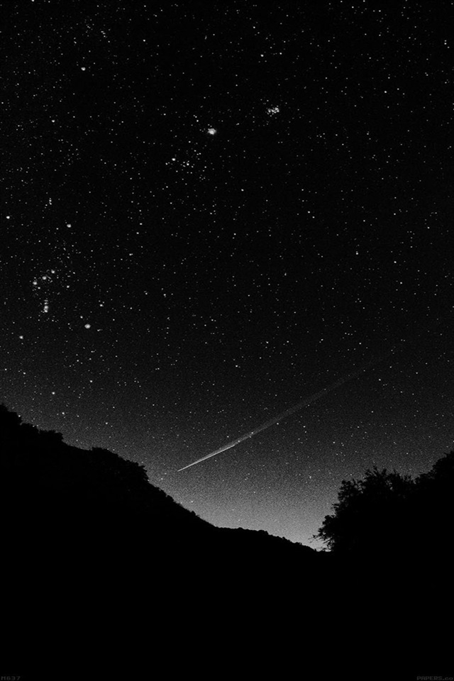 Black Sky Night Beautiful Falling Star Iphone 4s Wallpaper - Black Wallpaper Iphone 8 Plus - HD Wallpaper 