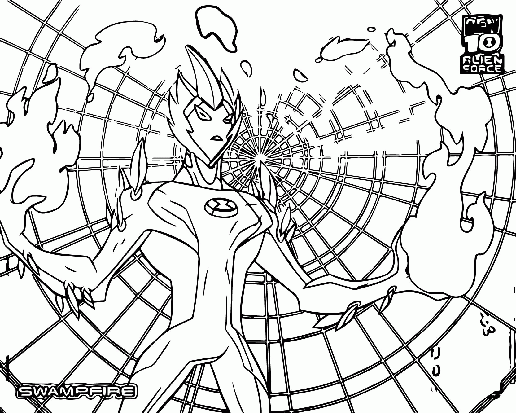 Ben 10 Coloring Pages Alien Force - Line Art - HD Wallpaper 
