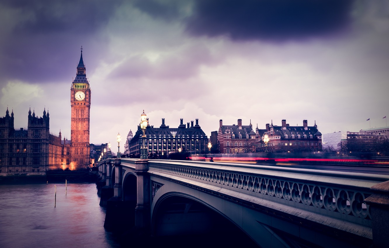 Photo Wallpaper Clouds, Bridge, Rain, London, Excerpt, - Houses Of Parliament - HD Wallpaper 