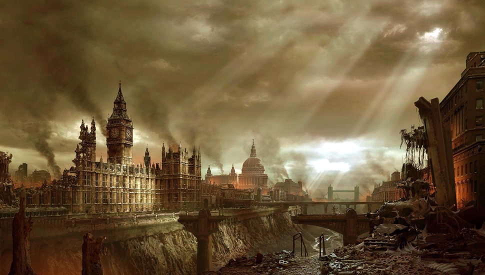 London, Building, Apocalypse, City, Disaster, Big Ben - Post Apocalyptic Background - HD Wallpaper 