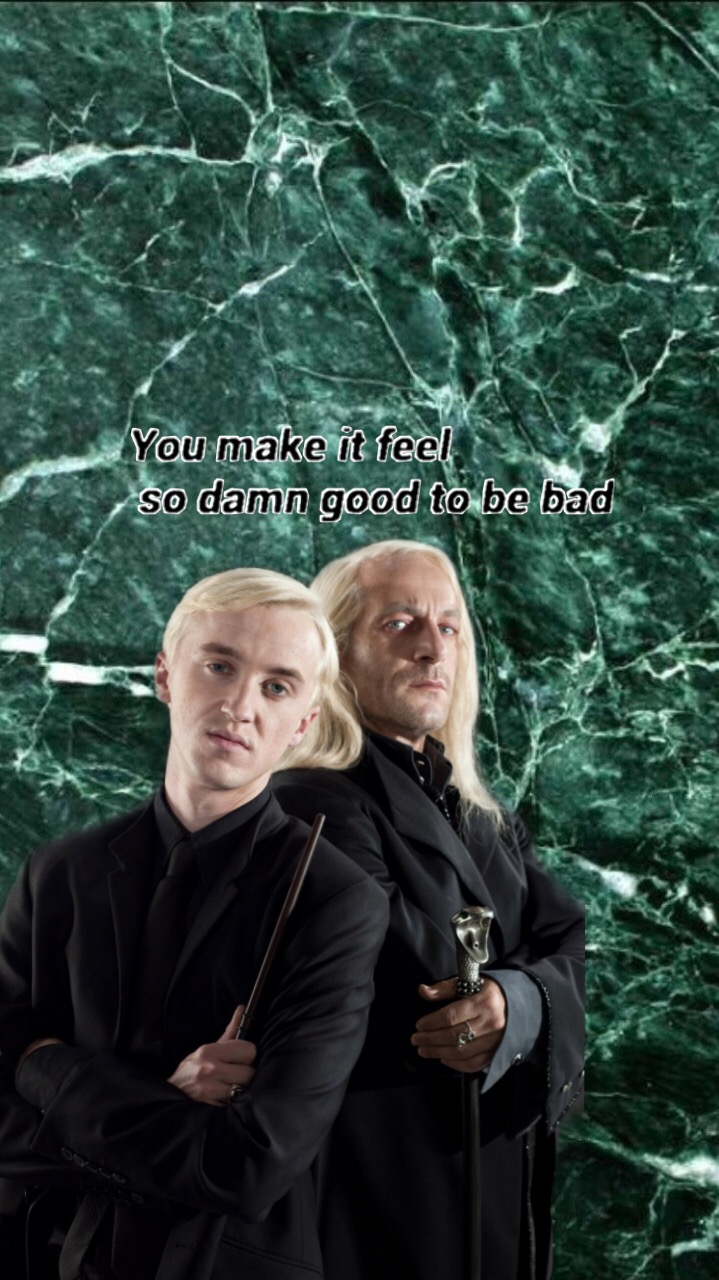 #slytherin #dracomalfoy #luciusmalfoy #green #wallpaper - Draco Malfoy And Lucius Malfoy - HD Wallpaper 