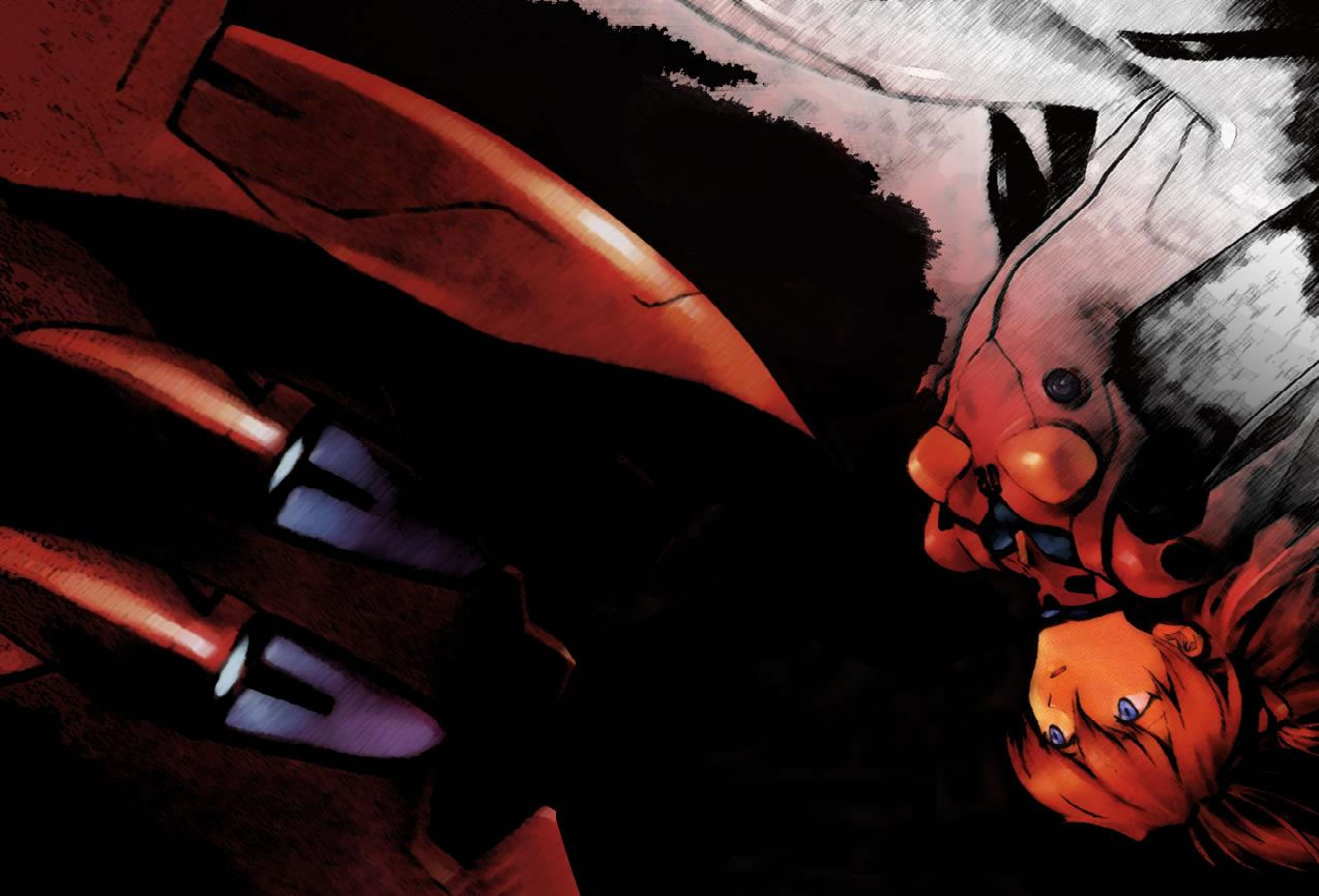 Asuka Upside Down - Neon Genesis Evangelion Wallpaper Asuka And 02 - HD Wallpaper 