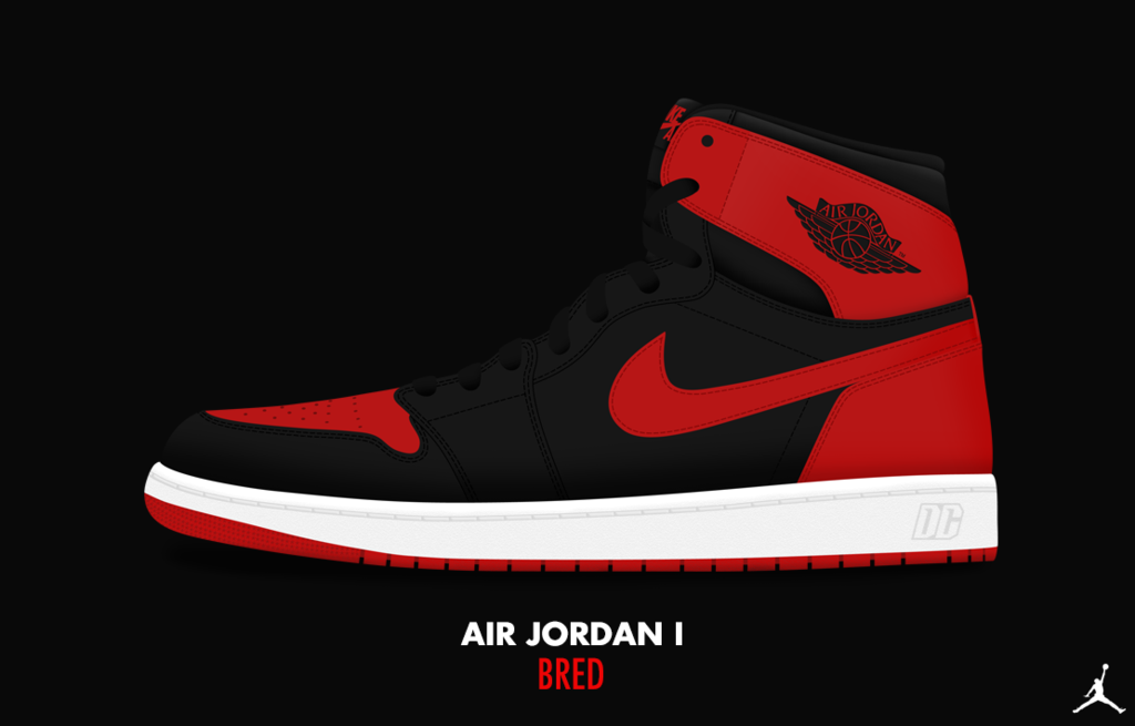Air Jordan 1 Bred Art - HD Wallpaper 