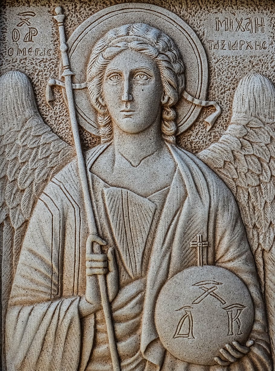 Gray Woman Embossed Wall, Engraving, Archangel Michael, - HD Wallpaper 
