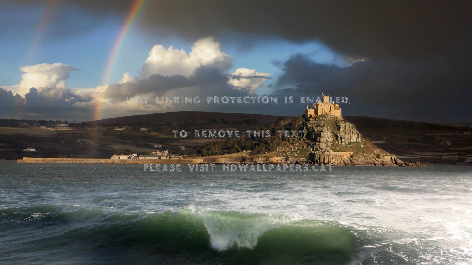 Rainbow Over St Michael S Mount Cornwall - Rainbow St Michaels Mount - HD Wallpaper 