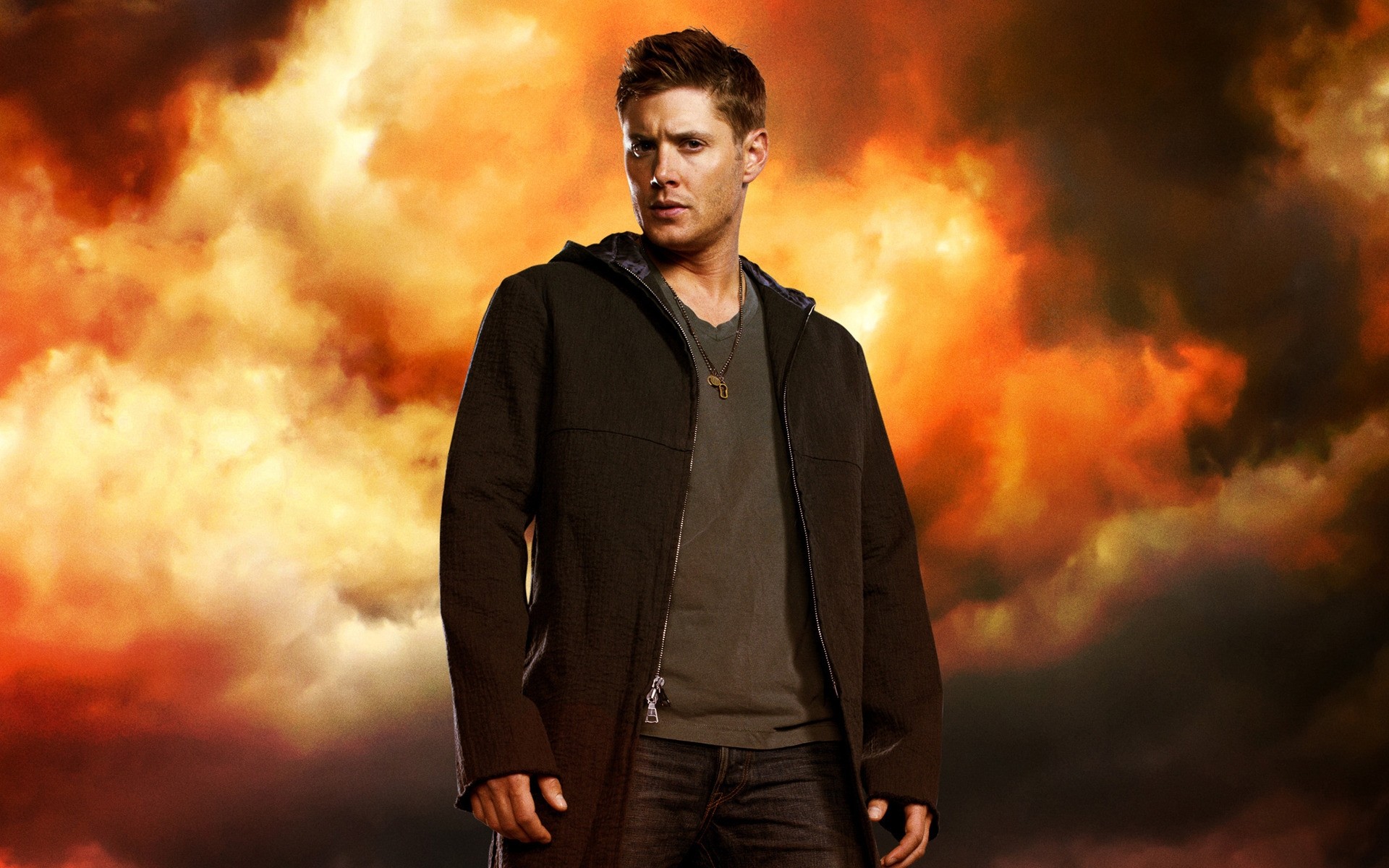 Tv Series Smoke Flame Man Wear Portrait One Calamity - Dean Winchester Supernatural Jensen Ackles - HD Wallpaper 
