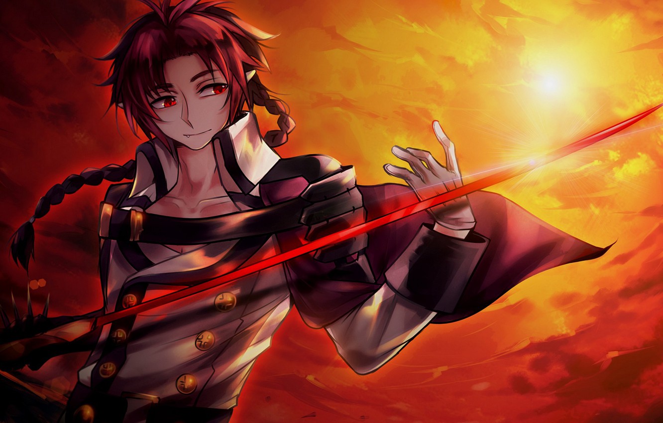 Photo Wallpaper Sword, Anime, Art, Vampire, Male, Owari - Owari No Seraph Crowley - HD Wallpaper 