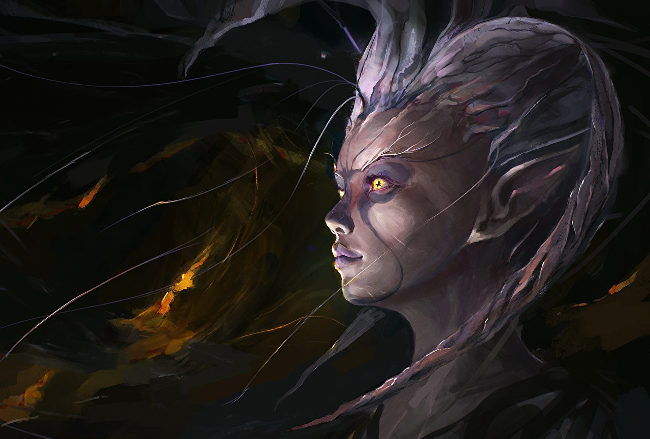 Dark Elf Yellow Eyes - HD Wallpaper 