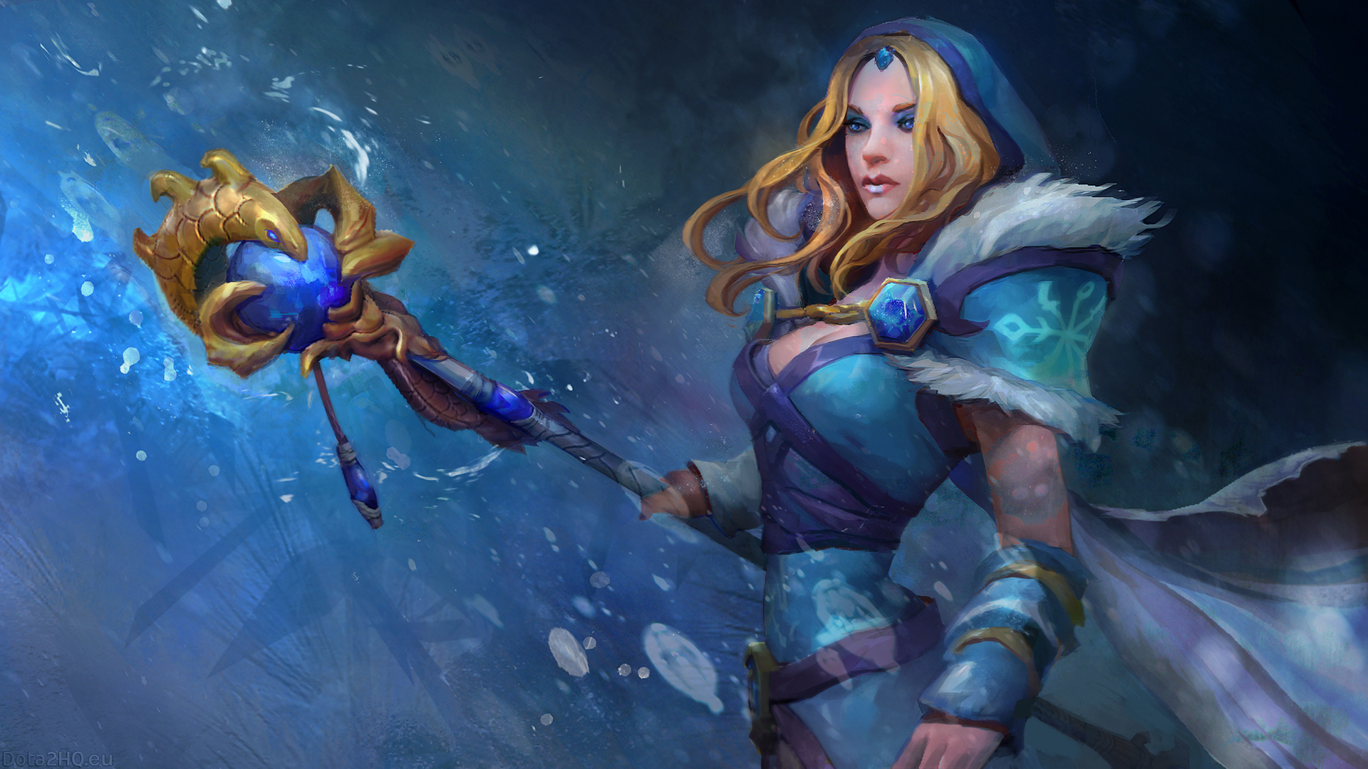 Wallpaper Crystal Maiden Dota 2 Cloak Staff Ice - Crystal Maiden Dota 2 Wallpaper Hd - HD Wallpaper 