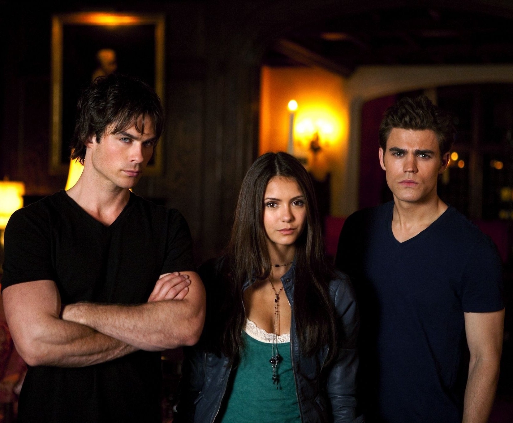 Tv Nina Dobrev The Vampire Diaries Ian Somerhalder - HD Wallpaper 