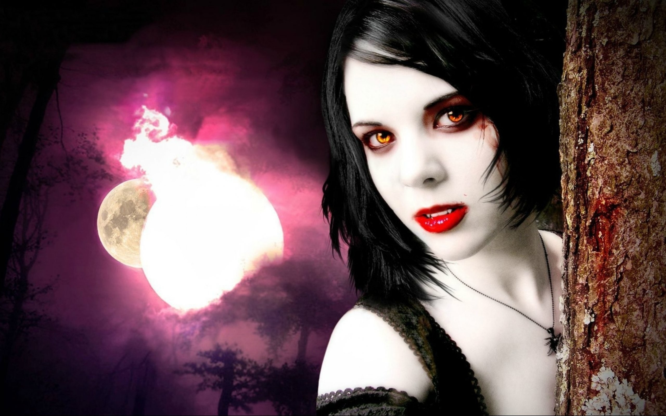 Fantasy Artwork Art Dark Vampire Gothic Girl Girls - Black Gothic Girl Blood - HD Wallpaper 