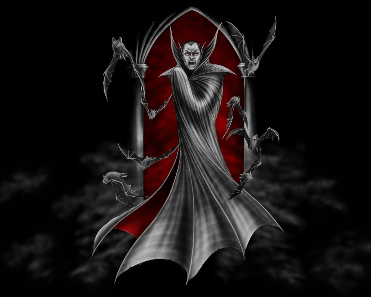 Dracula Vampire Bats Art - HD Wallpaper 
