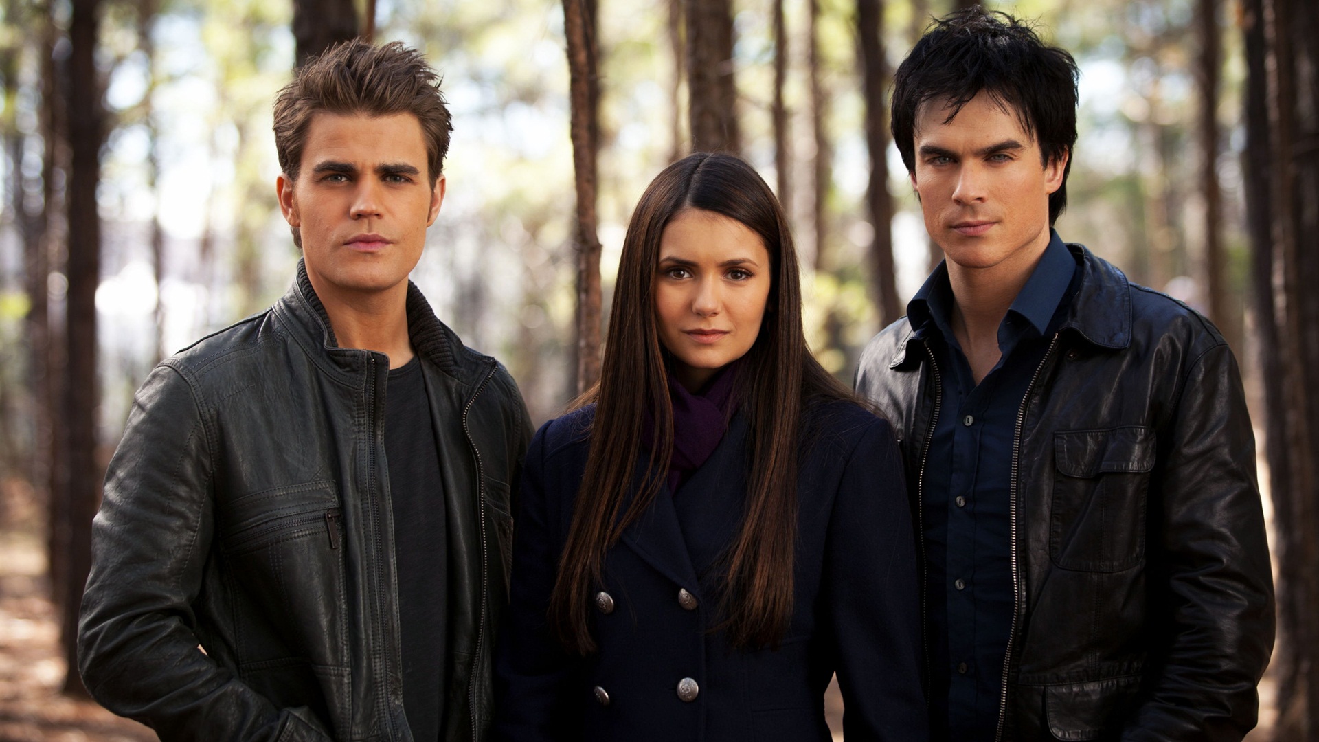 Stefan And Elena And Damon - HD Wallpaper 