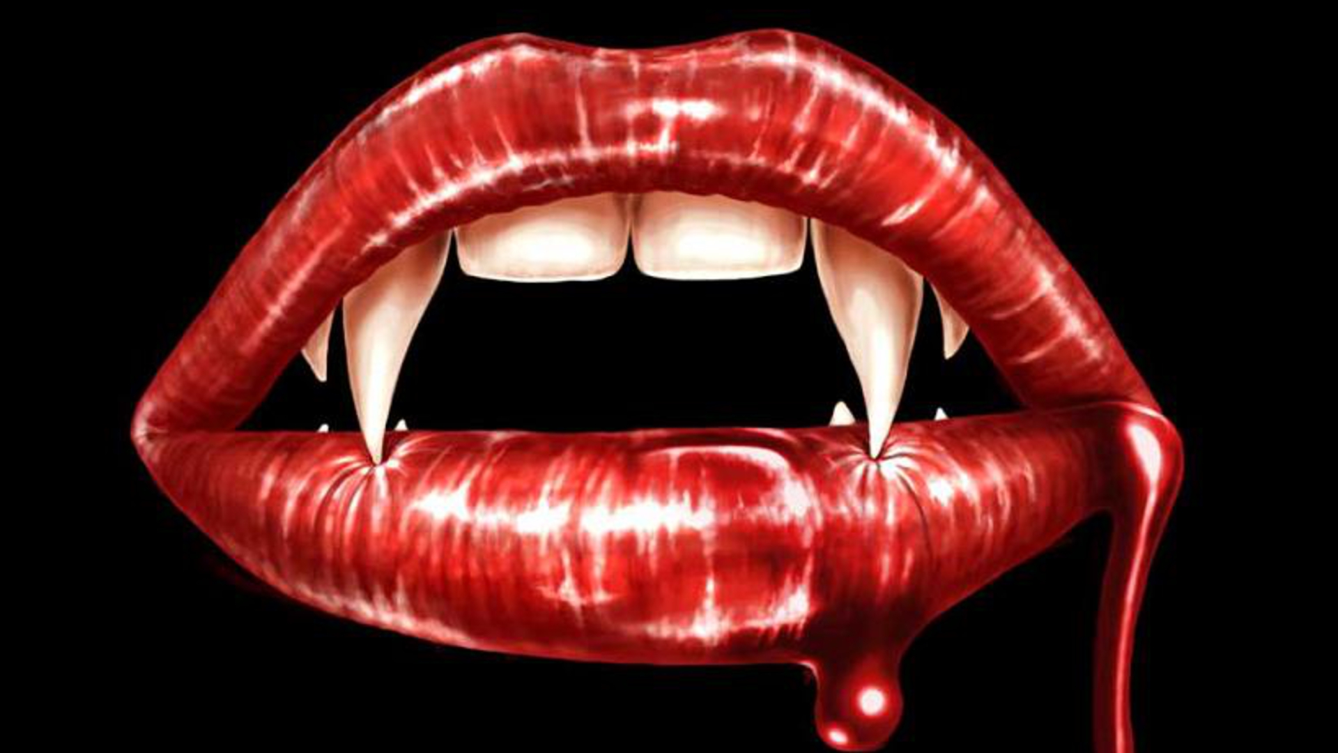 Vampiress - Lips With Vampire Teeth - HD Wallpaper 
