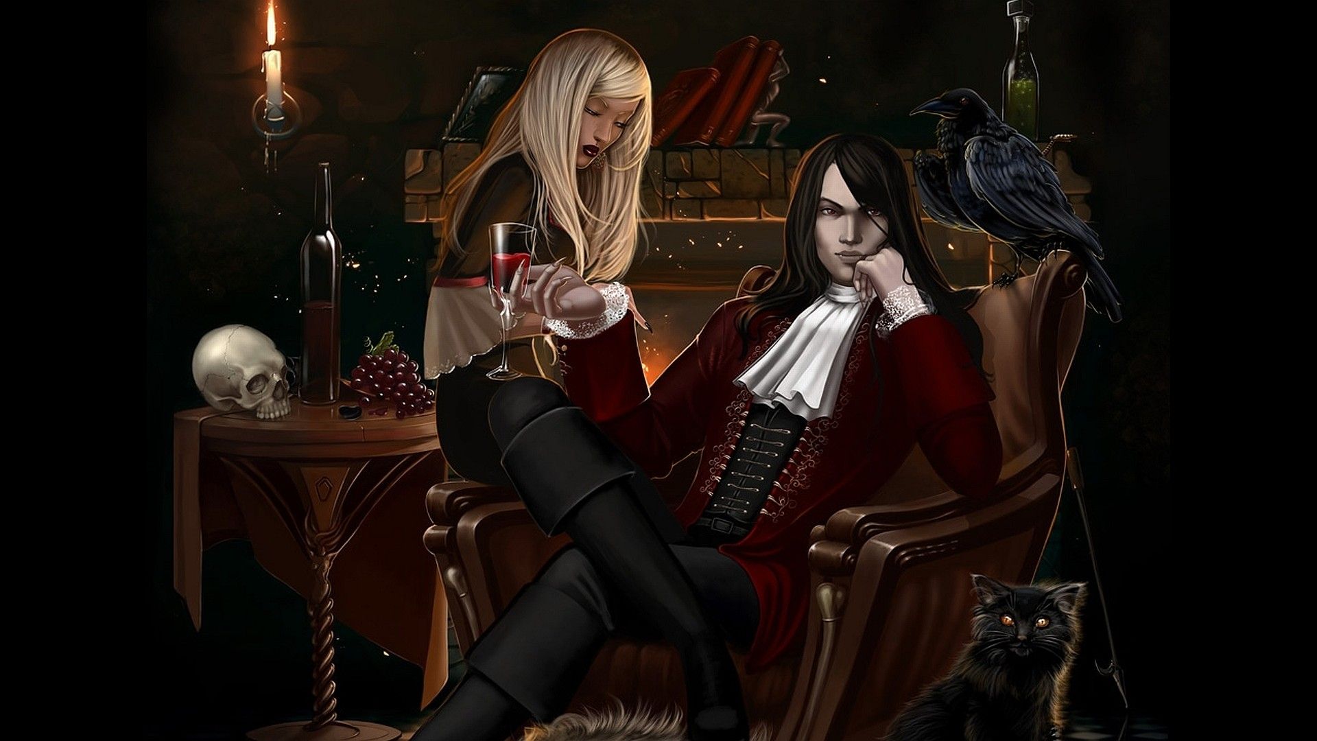 Gothic Vampire Male Art - HD Wallpaper 