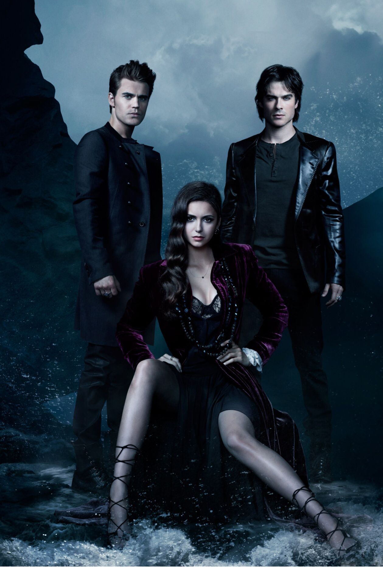 The Vampire Diaries Damon Wallpaper - Damon Stefan And Elena - 1259x1862  Wallpaper 