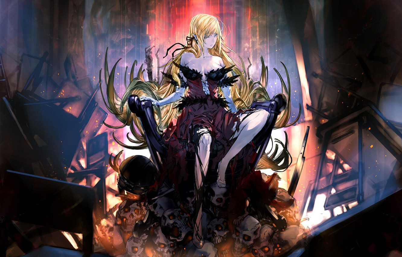 Photo Wallpaper Girl, Skulls, Anime, Vampire, Blonde, - Acerola Heart Under Blade - HD Wallpaper 