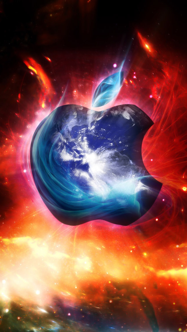 Apple Logo Iphone Wallpaper - Fire Galaxy Cool Backgrounds - HD Wallpaper 