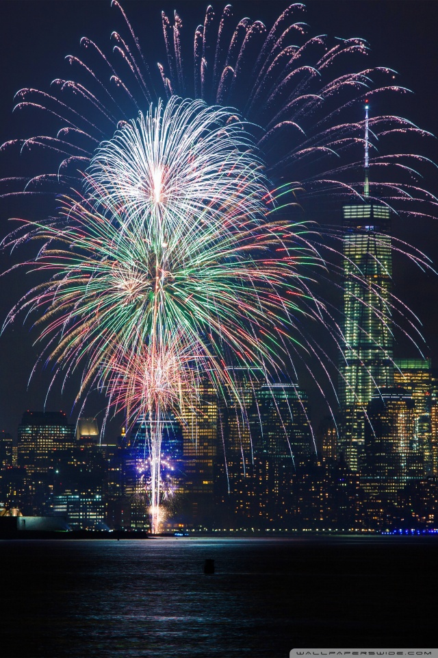 New Year Eve Fireworks New York City 640x960 Wallpaper teahub.io