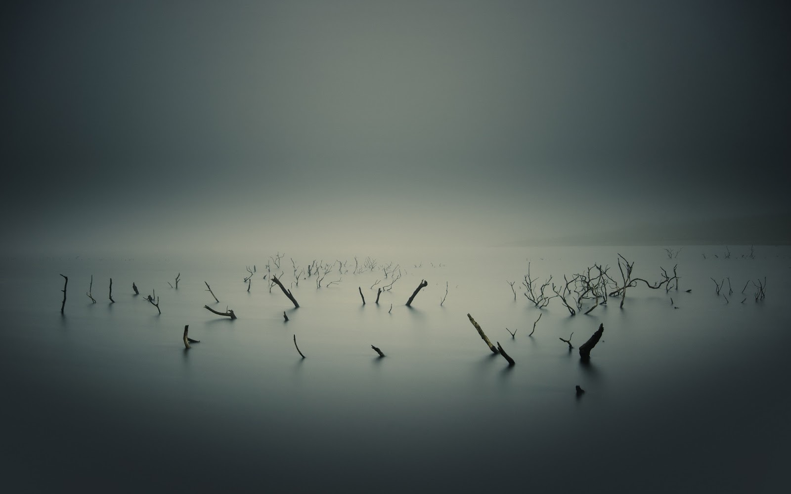 Dark Foggy Lake - HD Wallpaper 