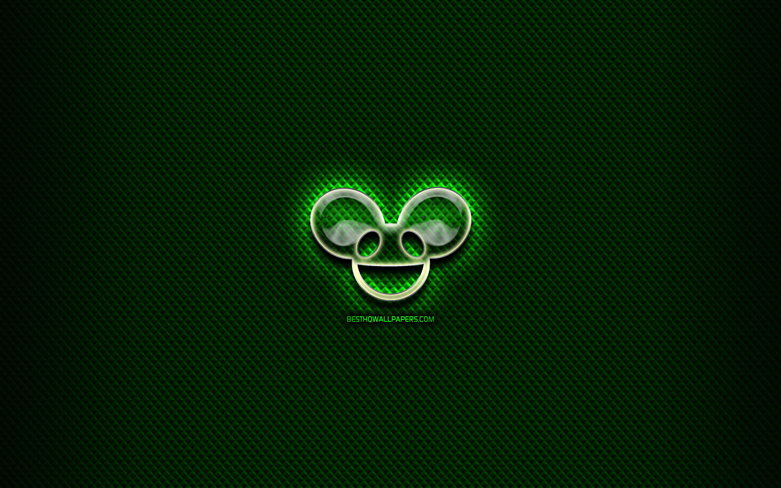 Deadmau5 Glass Logo, Green Background, Music Stars, - Smile - HD Wallpaper 