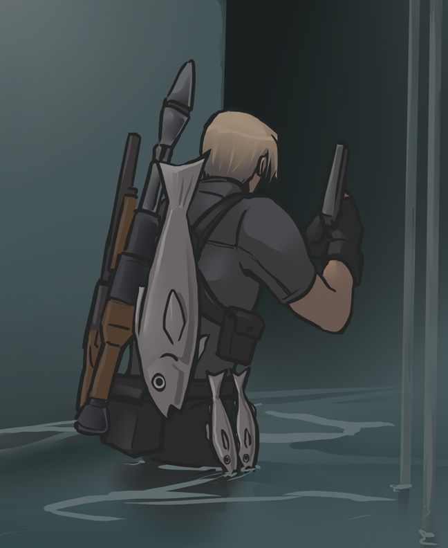 Leon Kennedy Re4 Art - HD Wallpaper 