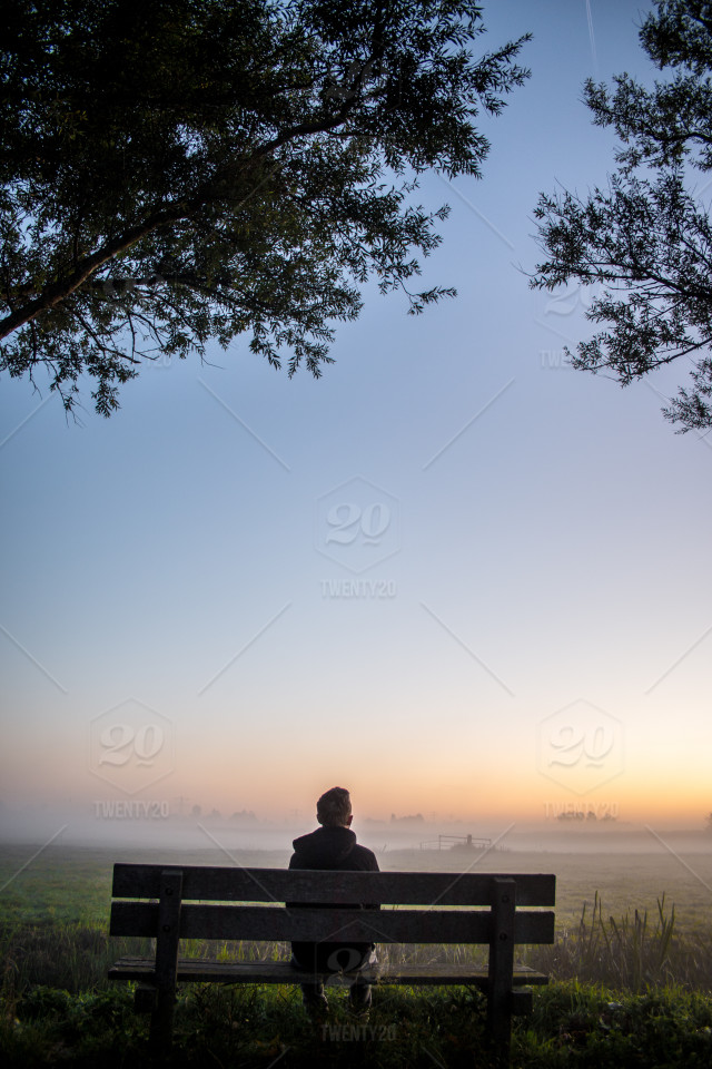 Boy Sitting On A Bench - HD Wallpaper 