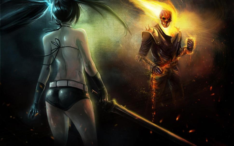 Black Rock Shooter Vs Ghost Rider Wallpaper,black Rock - HD Wallpaper 