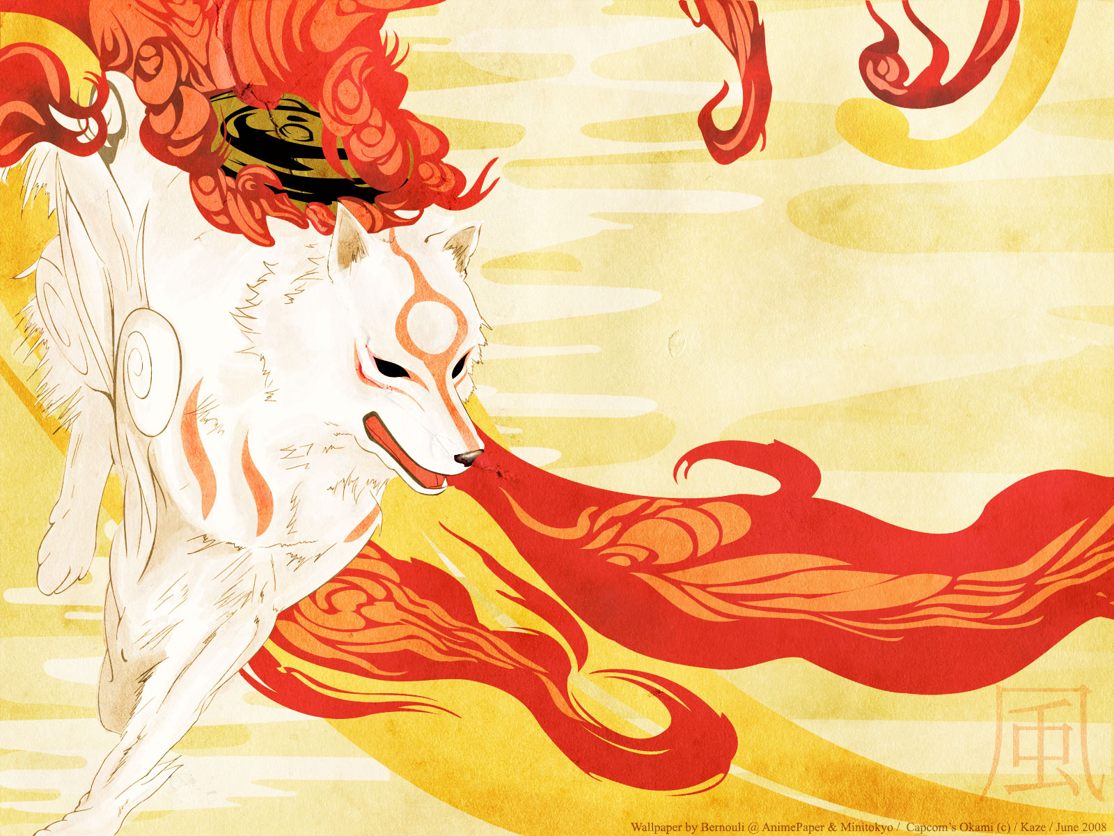 Okami, Amaterasu, Vector Art Wallpaper 
	style Width - Okami Anime - HD Wallpaper 