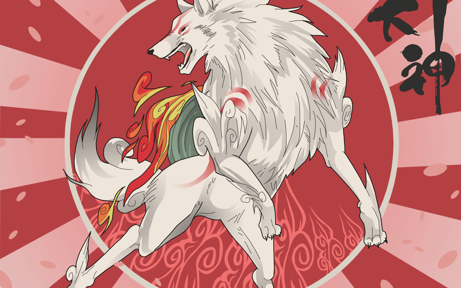 Download Hd Okami Pc Wallpaper Id - Wolf Wallpaper Japanese - HD Wallpaper 
