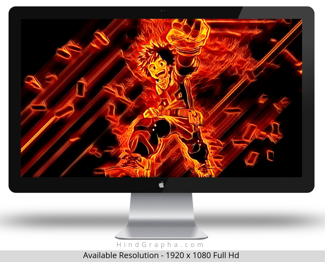 My Hero Academia Izuku Midoriya Fiery Wallpaper - Led-backlit Lcd Display - HD Wallpaper 