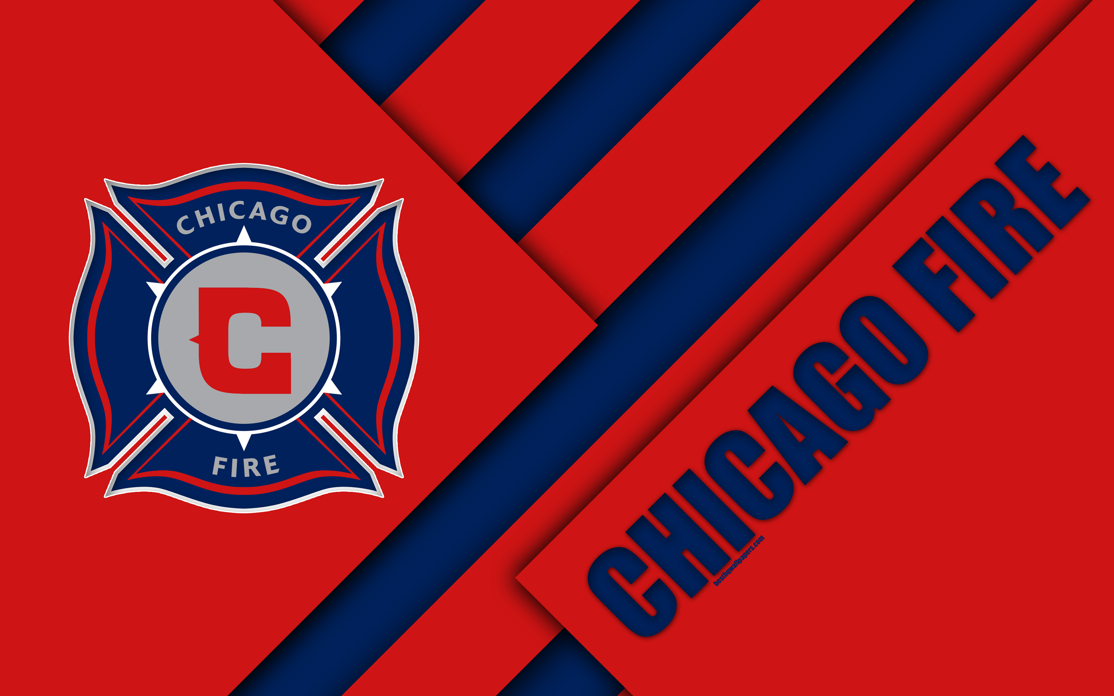 Chicago Fire Fc, Material Design, 4k, Logo, Red Blue - Chicago Fire New Logo - HD Wallpaper 