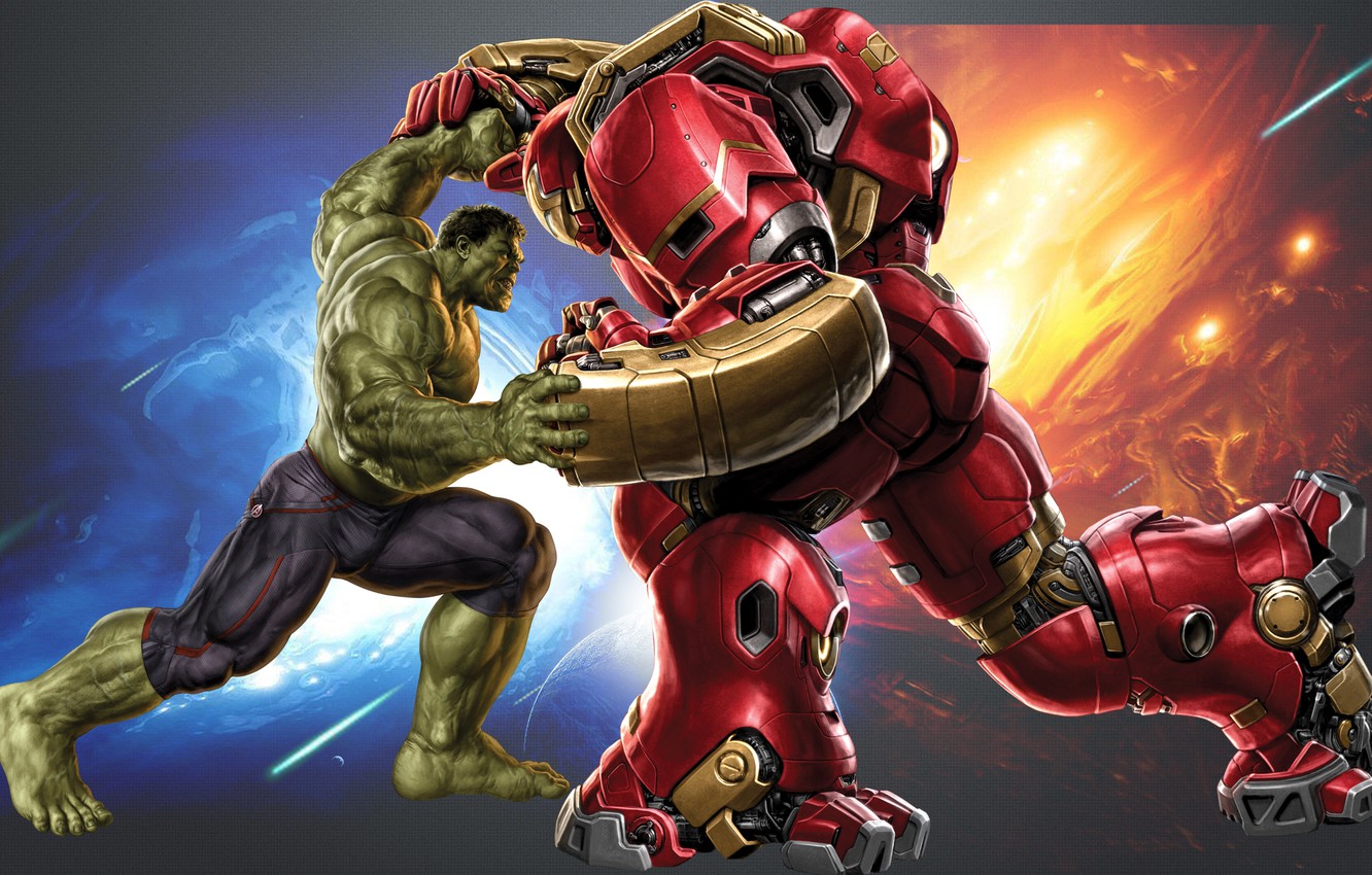 Photo Wallpaper Red, Green, Fire, Power, Black, Zipper, - Hulk Vs Hulkbuster - HD Wallpaper 