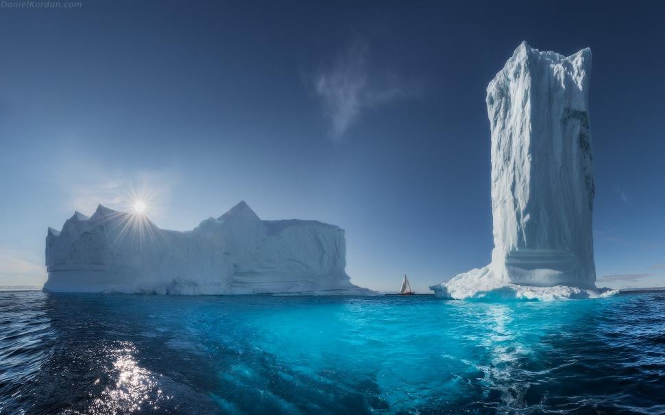 Landscape, Greenland, Ice, Sea, Sun Rays, Blue, Tower, - Greenland Photography - HD Wallpaper 