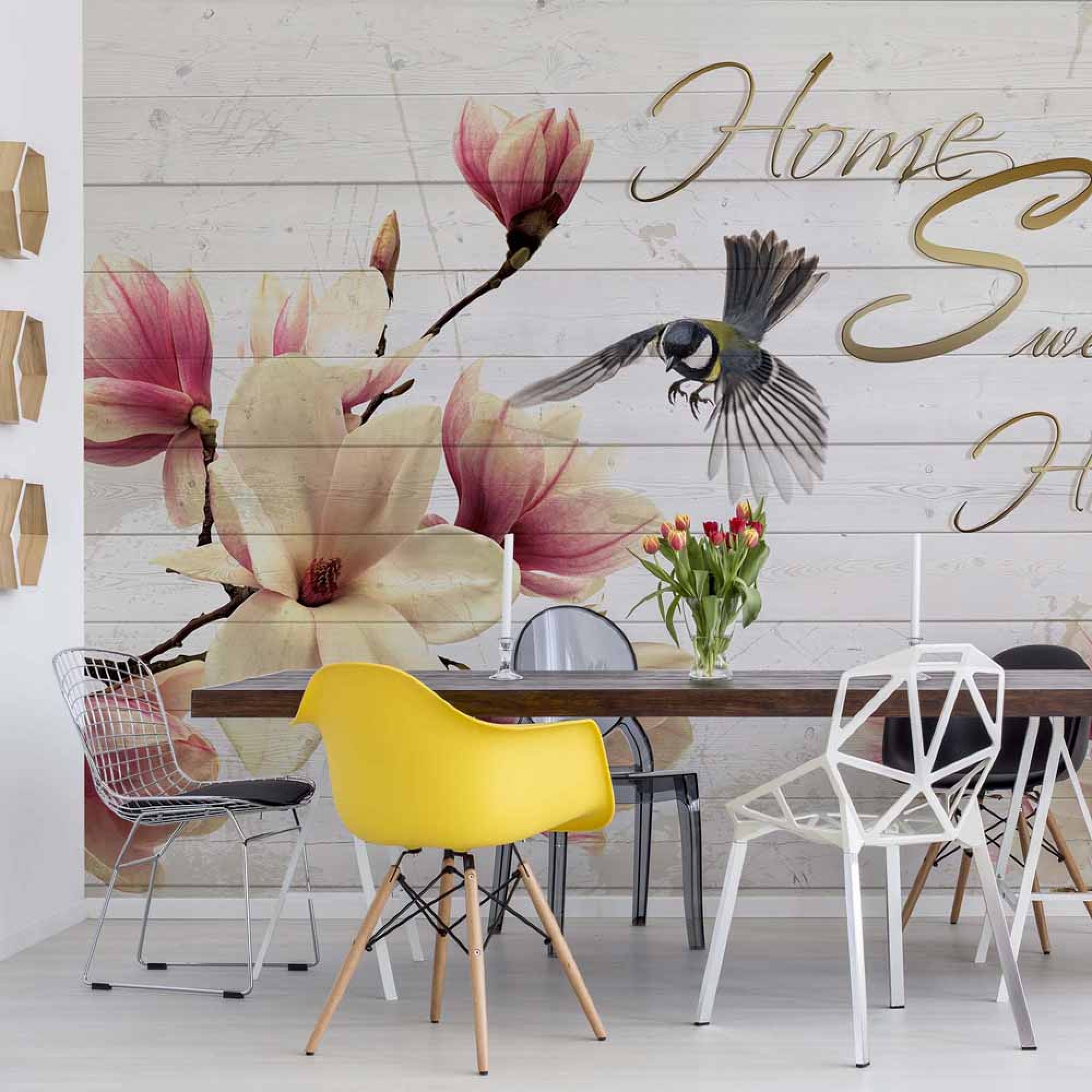 Magnolia Flowers Wood Planks Home Sweet Home - Kreslene Obrazky Cute - HD Wallpaper 