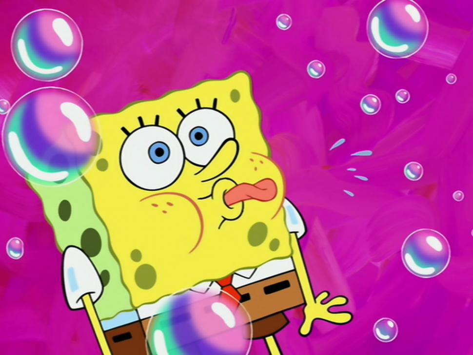 Cartoons, Spongebob, Yellow, Bubble, Naughty Tongue - Spongebob Squarepants - HD Wallpaper 