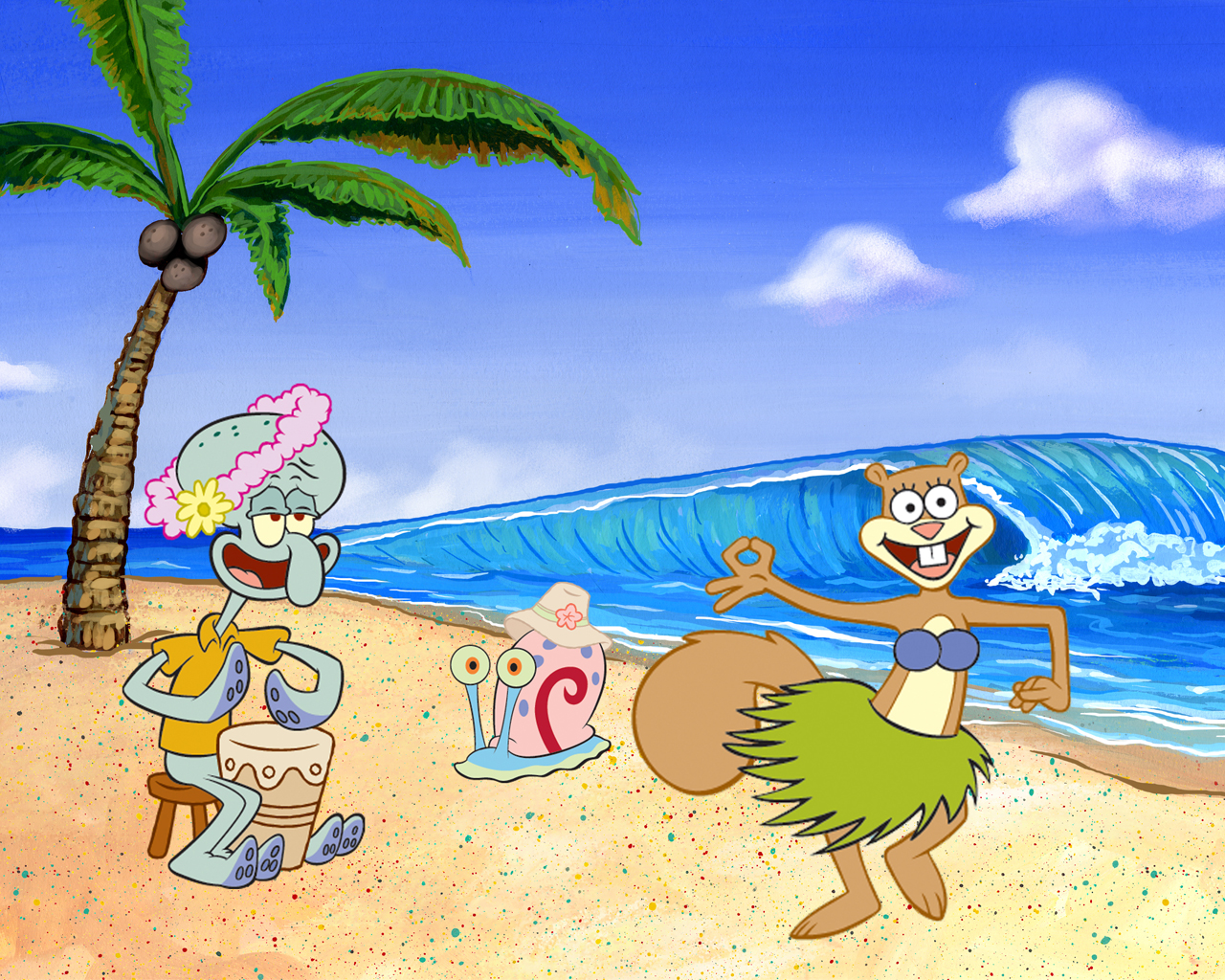 Squidward At The Beach - HD Wallpaper 